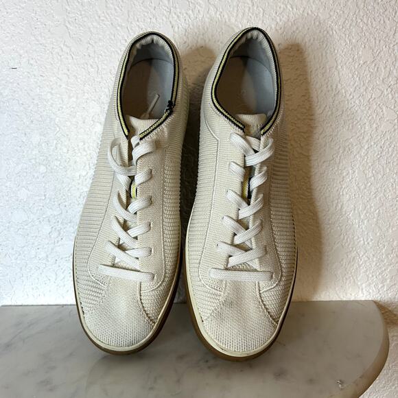 Rothy’s The Lace up Sneaker Womens Size 8 Vanilla Blue Woven Discontinued HTF - Picture 4 of 12